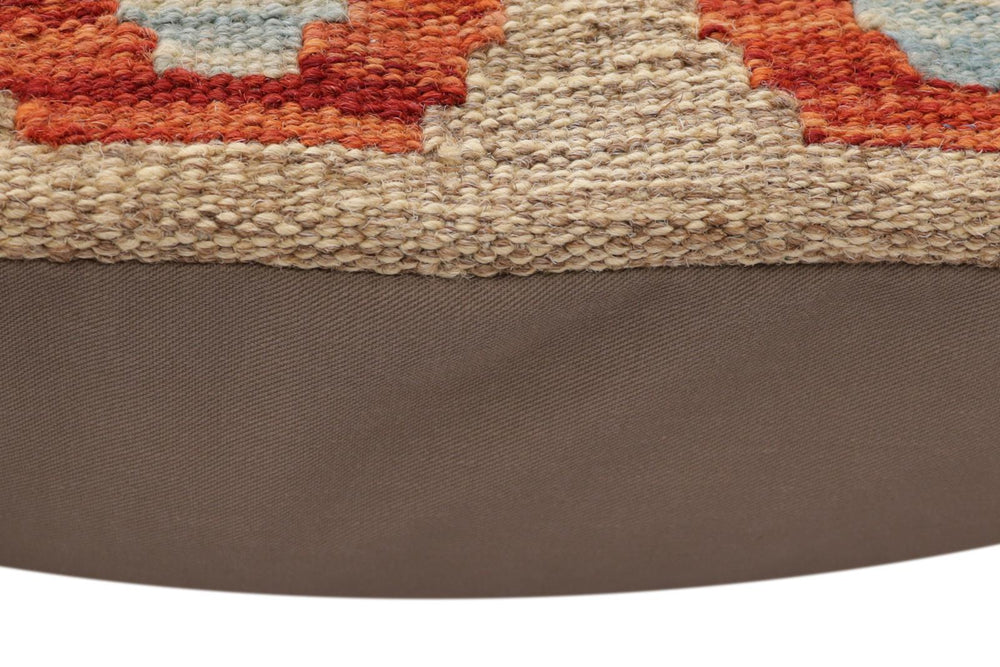 handmade Traditional Pillow Rust Blue Hand-Woven SQUARE 100% WOOL Hand woven turkish pillow2 x 2