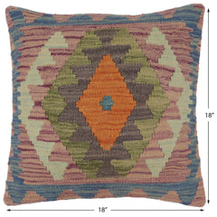 handmade Traditional Pillow Blue Gray Hand-Woven SQUARE 100% WOOL Hand woven turkish pillow2 x 2