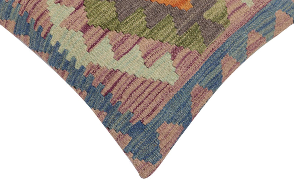 handmade Traditional Pillow Blue Gray Hand-Woven SQUARE 100% WOOL Hand woven turkish pillow2 x 2