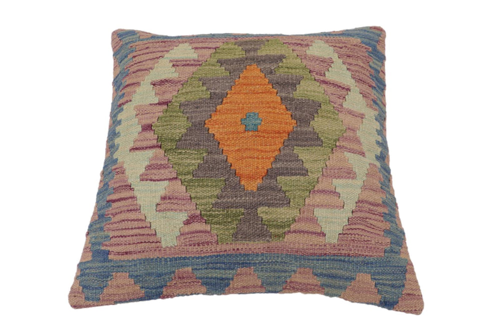 handmade Traditional Pillow Blue Gray Hand-Woven SQUARE 100% WOOL Hand woven turkish pillow2 x 2