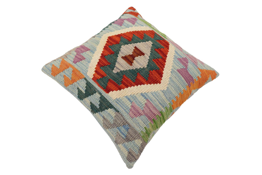 handmade Traditional Pillow Blue Rust Hand-Woven SQUARE 100% WOOL Hand woven turkish pillow2 x 2