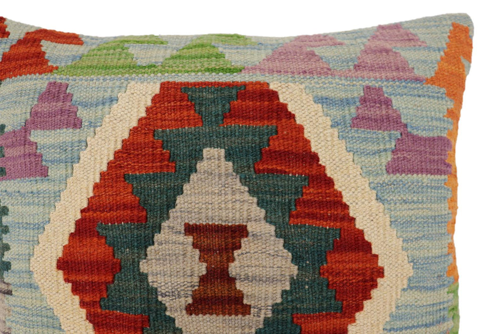 handmade Traditional Pillow Blue Rust Hand-Woven SQUARE 100% WOOL Hand woven turkish pillow2 x 2