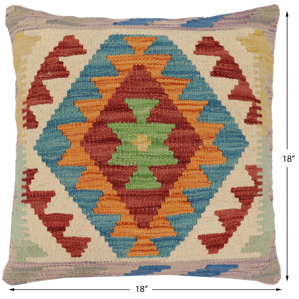 handmade Traditional Pillow Red Rust Hand-Woven SQUARE 100% WOOL Hand woven turkish pillow2 x 2
