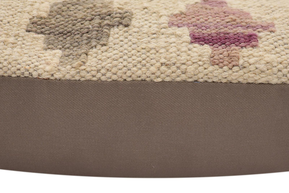 handmade Traditional Pillow Beige Rust Hand-Woven SQUARE 100% WOOL  Hand woven turkish pillow  2 x 2