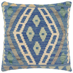 handmade Traditional Pillow Blue Gray Hand-Woven SQUARE 100% WOOL Hand woven turkish pillow2 x 2