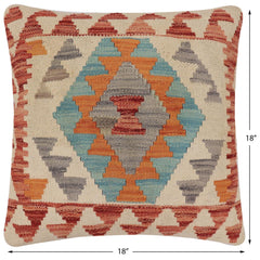 handmade Traditional Pillow Beige Red Hand-Woven SQUARE 100% WOOL Hand woven turkish pillow2 x 2