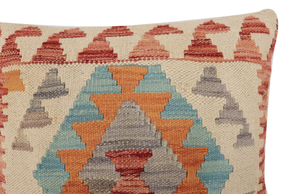 handmade Traditional Pillow Beige Red Hand-Woven SQUARE 100% WOOL Hand woven turkish pillow2 x 2
