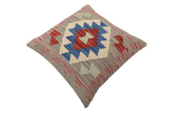 handmade Traditional Pillow Gray Blue Hand-Woven SQUARE 100% WOOL Hand woven turkish pillow2 x 2