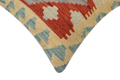 handmade Traditional Pillow Rust Blue Hand-Woven SQUARE 100% WOOL Hand woven turkish pillow2 x 2