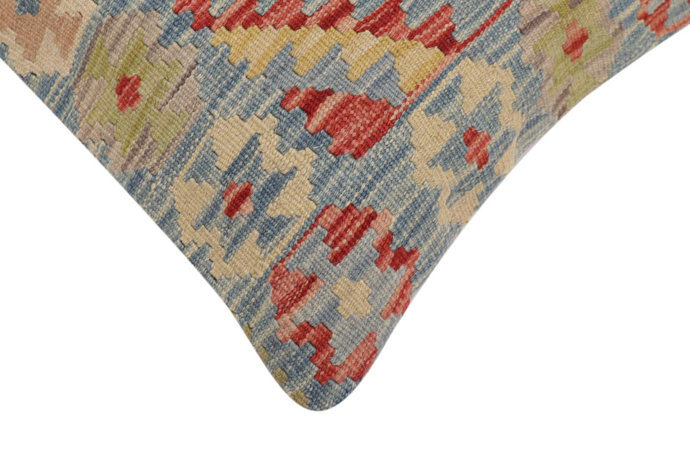 handmade Traditional Pillow Blue Rust Hand-Woven SQUARE 100% WOOL  Hand woven turkish pillow  2 x 2