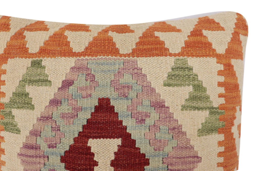handmade Traditional Pillow Rust Beige Hand-Woven SQUARE 100% WOOL Hand woven turkish pillow2 x 2