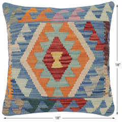 handmade Traditional Pillow Blue Red Hand-Woven SQUARE 100% WOOL Hand woven turkish pillow2 x 2