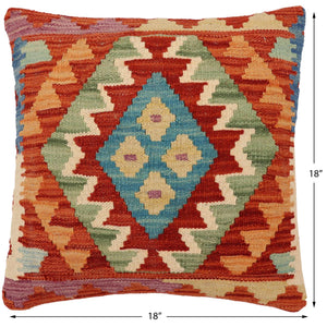 handmade Traditional Pillow Rust Blue Hand-Woven SQUARE 100% WOOL Hand woven turkish pillow2 x 2