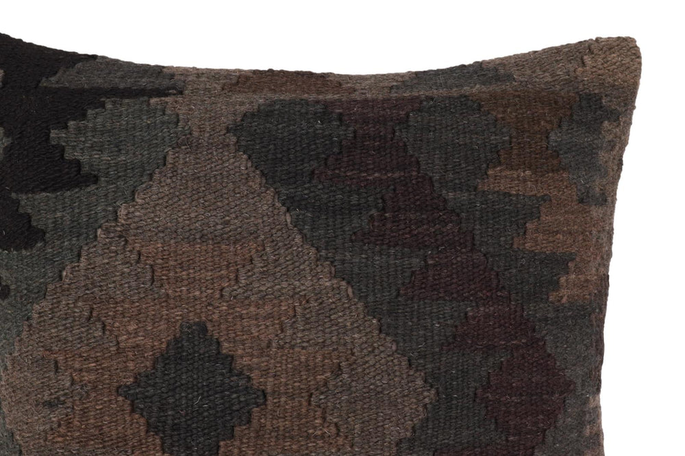 handmade Traditional Pillow Gray Black Hand-Woven SQUARE 100% WOOL Hand woven turkish pillow2 x 2