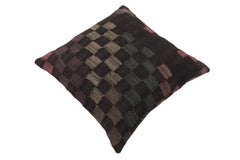 handmade Traditional Pillow Black Green Hand-Woven SQUARE 100% WOOL Hand woven turkish pillow2 x 2