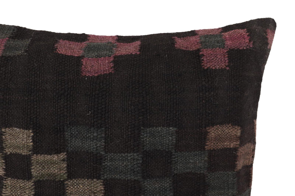 handmade Traditional Pillow Black Green Hand-Woven SQUARE 100% WOOL Hand woven turkish pillow2 x 2