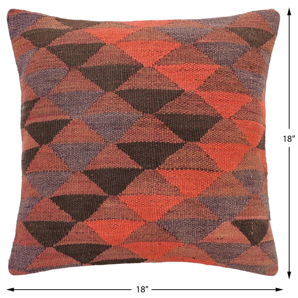 handmade Traditional Pillow Red Brown Hand-Woven SQUARE 100% WOOL Hand woven turkish pillow2 x 2