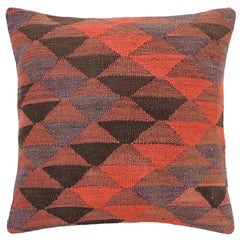 handmade Traditional Pillow Red Brown Hand-Woven SQUARE 100% WOOL Hand woven turkish pillow2 x 2