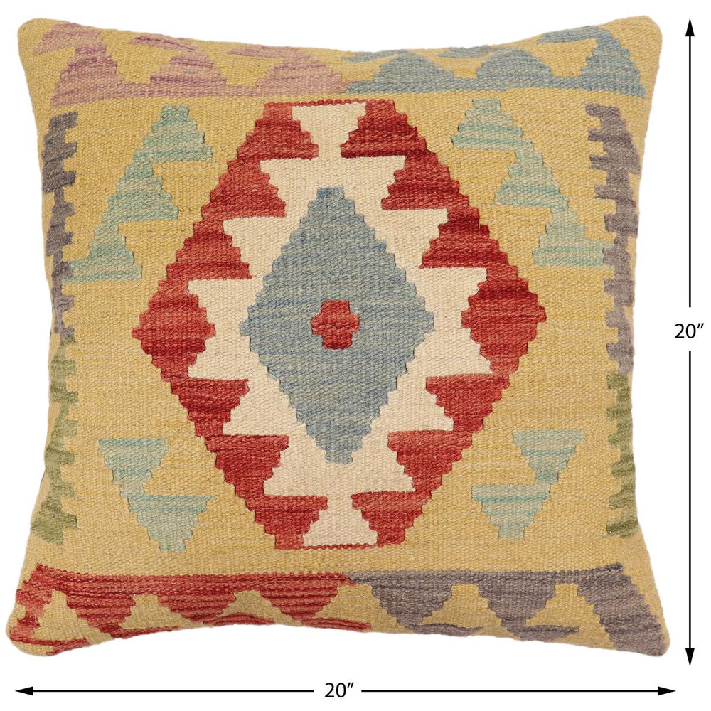 handmade Traditional Pillow Gold Red Hand-Woven SQUARE 100% WOOL  Hand woven turkish pillow  PILLOW