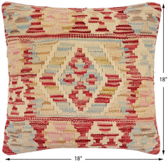 handmade Traditional Pillow Red Blue Hand-Woven SQUARE 100% WOOL Hand woven turkish pillow2 x 2