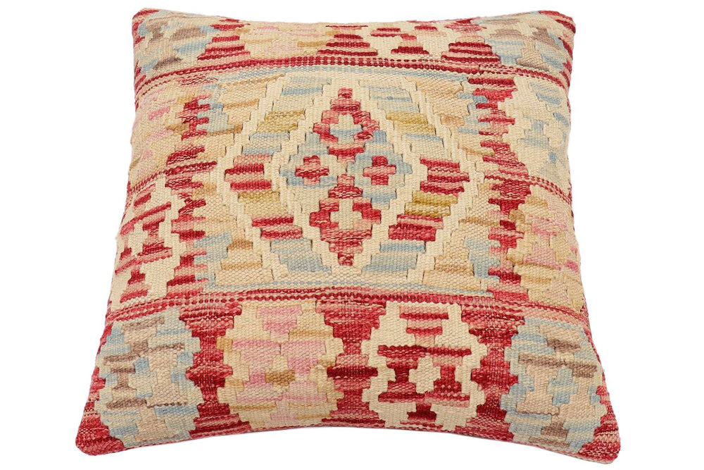 handmade Traditional Pillow Red Blue Hand-Woven SQUARE 100% WOOL Hand woven turkish pillow2 x 2
