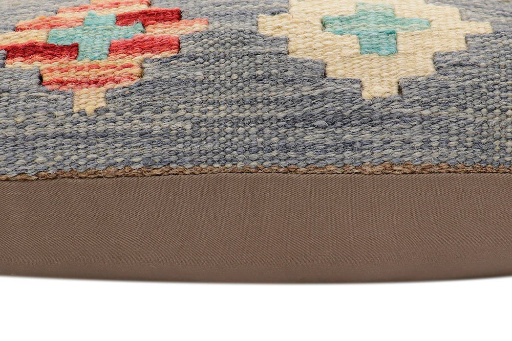 handmade Traditional Pillow Blue Beige Hand-Woven SQUARE 100% WOOL Hand woven turkish pillow2 x 2