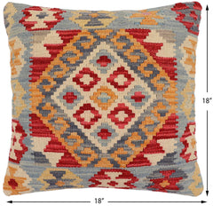 handmade Traditional Pillow Blue Red Hand-Woven SQUARE 100% WOOL Hand woven turkish pillow2 x 2