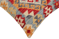 handmade Traditional Pillow Blue Red Hand-Woven SQUARE 100% WOOL Hand woven turkish pillow2 x 2