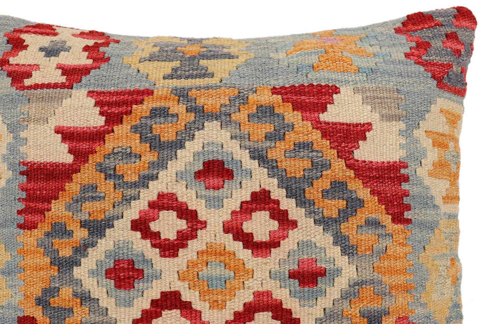 handmade Traditional Pillow Blue Red Hand-Woven SQUARE 100% WOOL Hand woven turkish pillow2 x 2