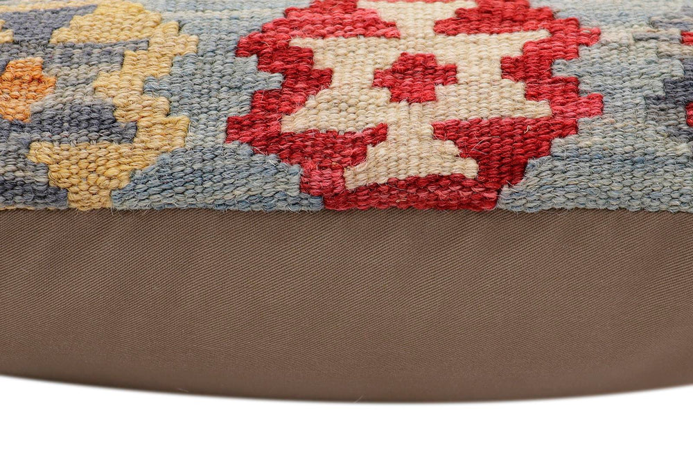 handmade Traditional Pillow Blue Red Hand-Woven SQUARE 100% WOOL Hand woven turkish pillow2 x 2