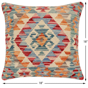 handmade Traditional Pillow Green Blue Hand-Woven SQUARE 100% WOOL Hand woven turkish pillow2 x 2