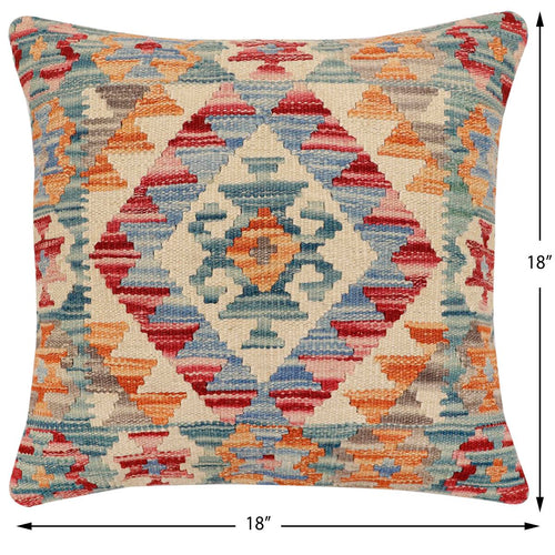 handmade Traditional Pillow Green Blue Hand-Woven SQUARE 100% WOOL Hand woven turkish pillow2 x 2