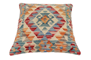 handmade Traditional Pillow Green Blue Hand-Woven SQUARE 100% WOOL Hand woven turkish pillow2 x 2