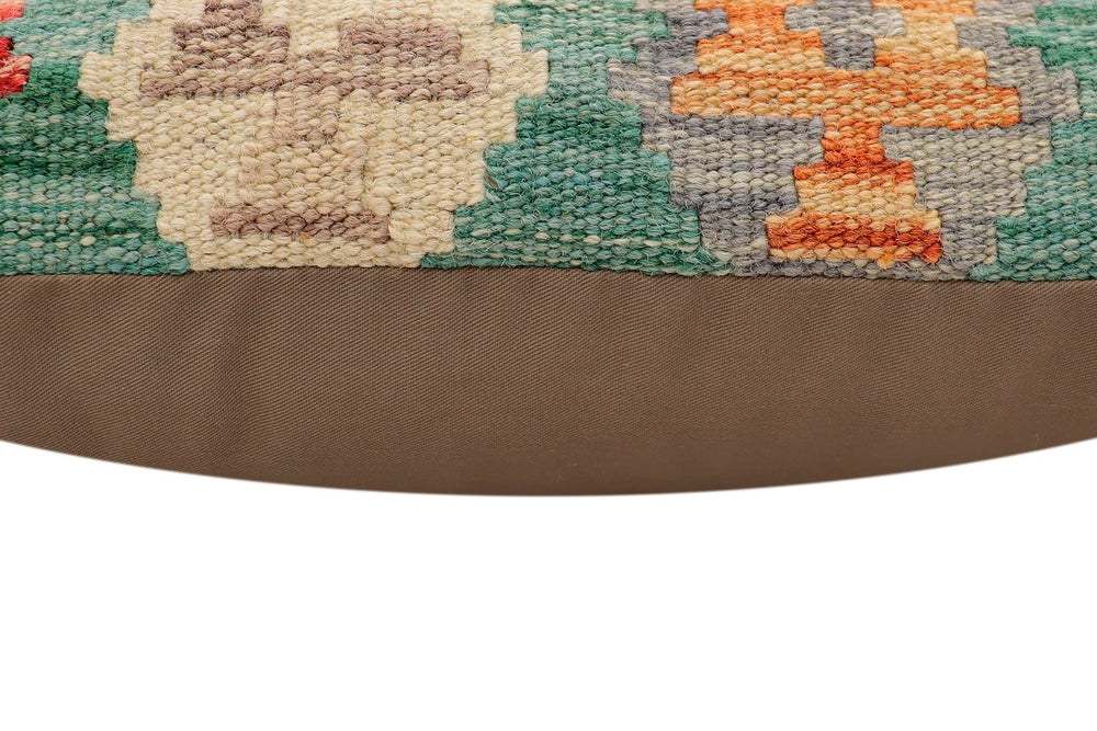 handmade Traditional Pillow Green Beige Hand-Woven SQUARE 100% WOOL Hand woven turkish pillow2 x 2