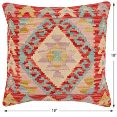 handmade Traditional Pillow Red Beige Hand-Woven SQUARE 100% WOOL Hand woven turkish pillow2 x 2