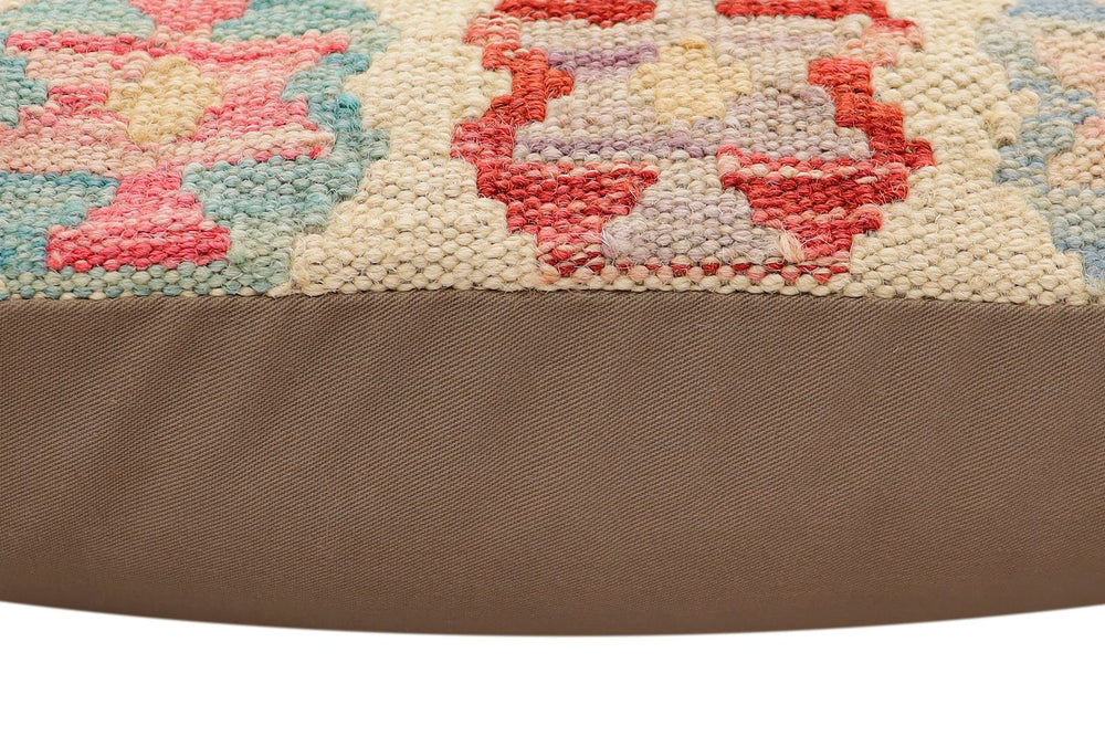 handmade Traditional Pillow Beige Rust Hand-Woven SQUARE 100% WOOL  Hand woven turkish pillow  2 x 2