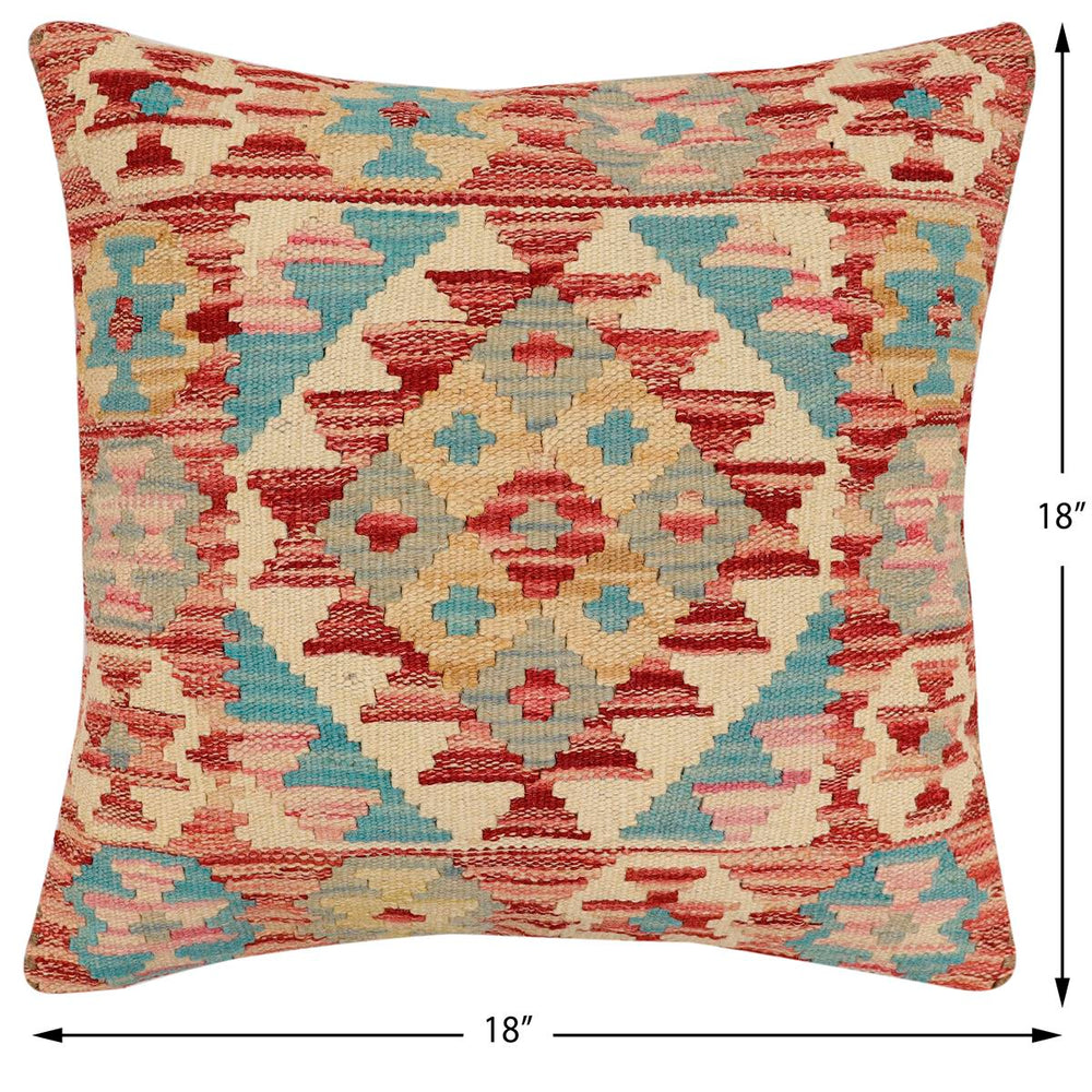 handmade Traditional Pillow Rust Beige Hand-Woven SQUARE 100% WOOL Hand woven turkish pillow2 x 2