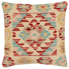 handmade Traditional Pillow Beige Rust Hand-Woven SQUARE 100% WOOL Hand woven turkish pillow2 x 2