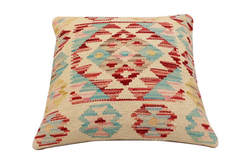 handmade Traditional Pillow Beige Rust Hand-Woven SQUARE 100% WOOL Hand woven turkish pillow2 x 2