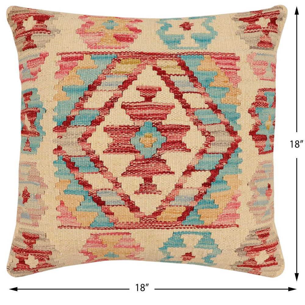handmade Traditional Pillow Beige Rust Hand-Woven SQUARE 100% WOOL Hand woven turkish pillow2 x 2