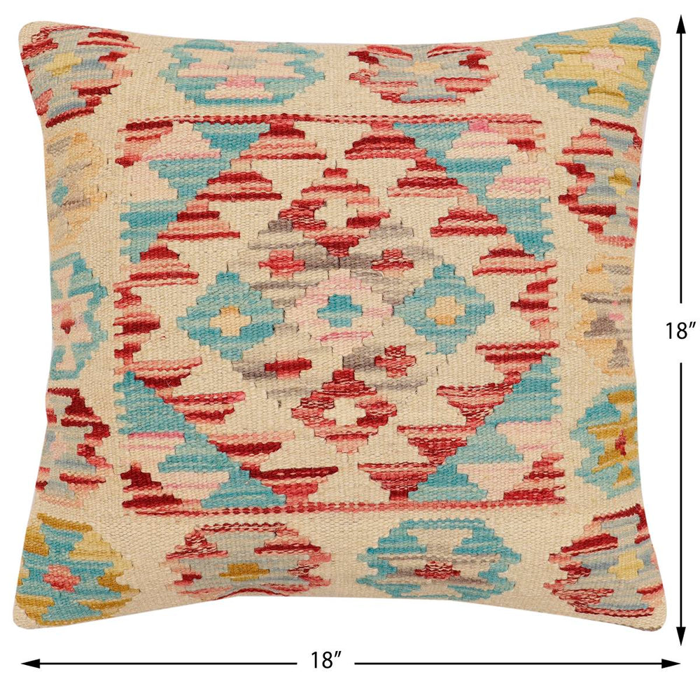 handmade Traditional Pillow Beige Rust Hand-Woven SQUARE 100% WOOL Hand woven turkish pillow2 x 2