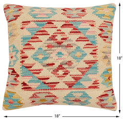 handmade Traditional Pillow Beige Rust Hand-Woven SQUARE 100% WOOL Hand woven turkish pillow2 x 2