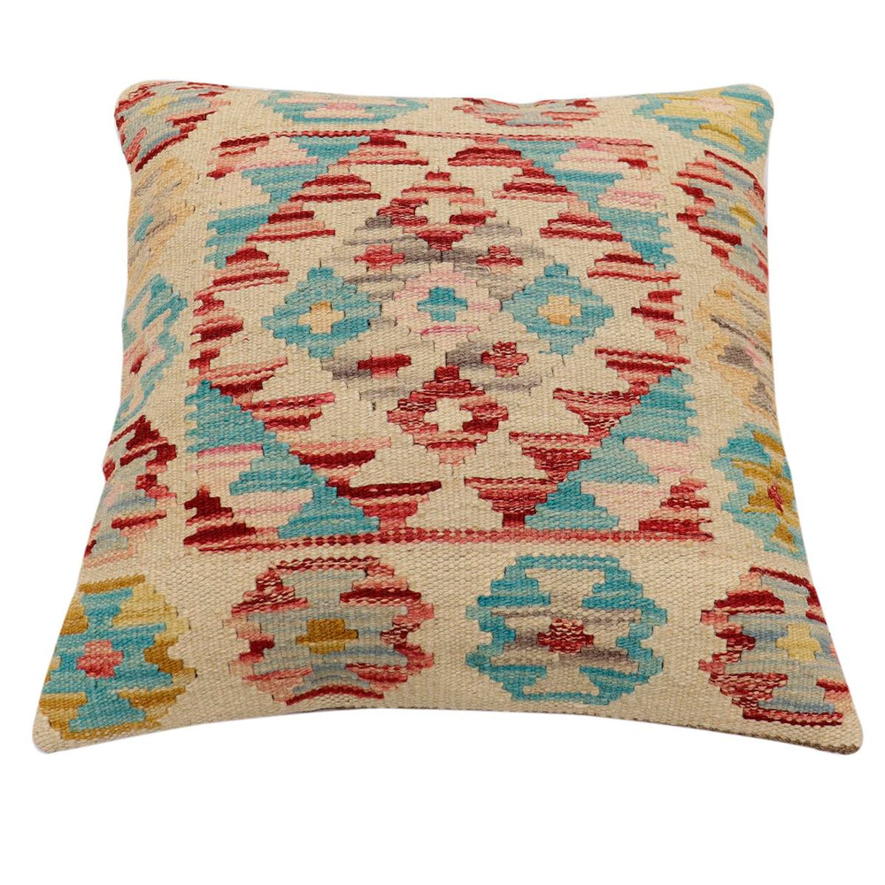 handmade Traditional Pillow Beige Rust Hand-Woven SQUARE 100% WOOL Hand woven turkish pillow2 x 2
