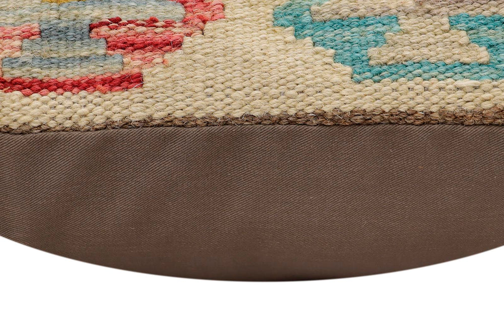 handmade Traditional Pillow Beige Rust Hand-Woven SQUARE 100% WOOL Hand woven turkish pillow2 x 2