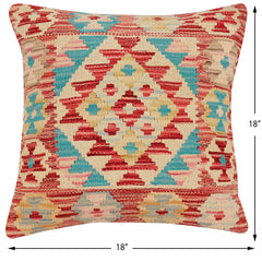 handmade Traditional Pillow Rust Blue Hand-Woven SQUARE 100% WOOL Hand woven turkish pillow2 x 2