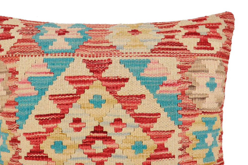 handmade Traditional Pillow Rust Blue Hand-Woven SQUARE 100% WOOL Hand woven turkish pillow2 x 2