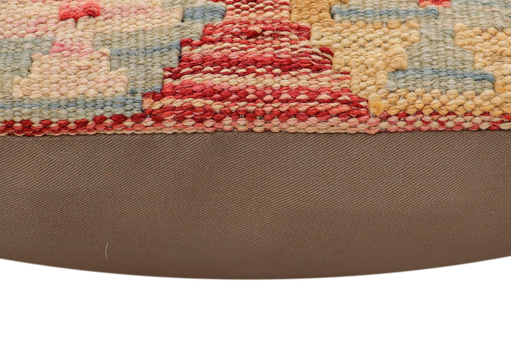 handmade Traditional Pillow Rust Blue Hand-Woven SQUARE 100% WOOL Hand woven turkish pillow2 x 2