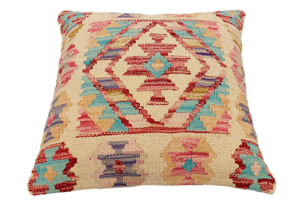 handmade Traditional Pillow Beige Rust Hand-Woven SQUARE 100% WOOL Hand woven turkish pillow2 x 2
