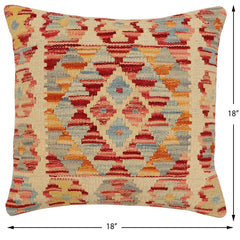 handmade Traditional Pillow Beige Rust Hand-Woven SQUARE 100% WOOL Hand woven turkish pillow2 x 2