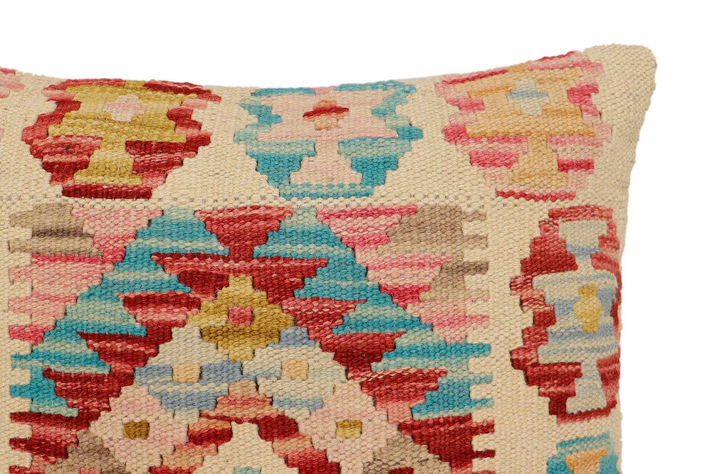 handmade Traditional Pillow Beige Red Hand-Woven SQUARE 100% WOOL Hand woven turkish pillow2 x 2